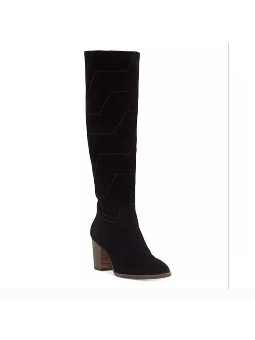 Lucky Brand Black Suede Leather Prouska Heeled Boots 8M